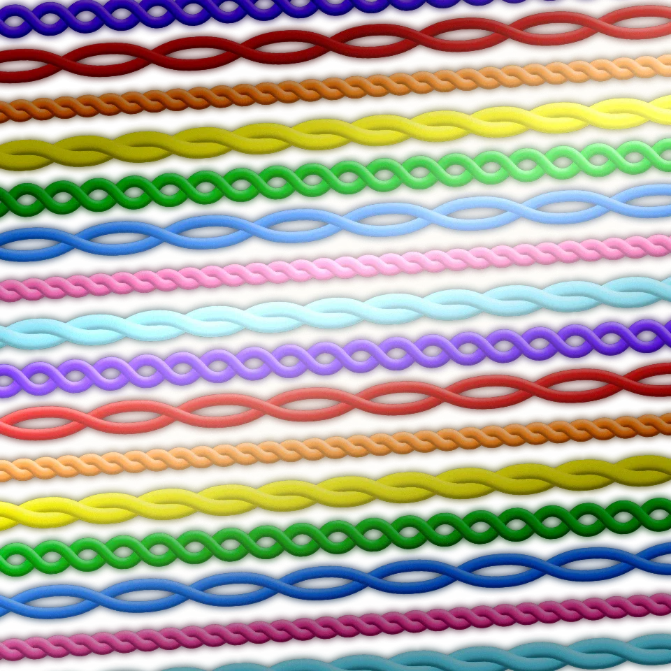 Big, small, loose, and floppy threads of various colors, running parallel to each other horizontally.