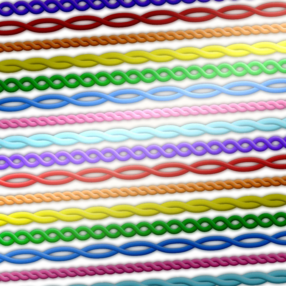 Big, small, loose, and floppy threads of various colors, running parallel to each other horizontally.